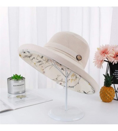 Sun Hats Women's Visor Hat Outdoor UV Protection Adjustable Foldable Wide Brim Beach Fishing Hat (Beige) - Beige - CI18U6SOE6...