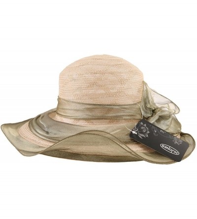 Sun Hats Women's Wide Brim Wedding Travel Summer Beach Sun Hat with Flower - Champagne - CV12E0UBINF $17.62