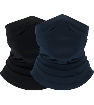 Balaclavas Summer Neck Gaiter Face Scarf/Neck Cover/for Sun Protection Headwear Hear Warp - Black+dark Blue - C7197YEG4EO $18.71