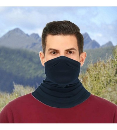 Balaclavas Summer Neck Gaiter Face Scarf/Neck Cover/for Sun Protection Headwear Hear Warp - Black+dark Blue - C7197YEG4EO $18.71