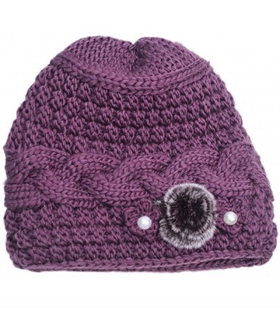 Newsboy Caps Womens Hats- Elderly Women Fashion Keep Warm Winter Hats Knitted Hand Hook Hat - C218M70HNTA $19.43