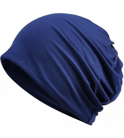 Skullies & Beanies Womens Summer Cotton Beanie Hat Baggy Slouchy Chemo Cap Turban Infinity Scarf - Navy - CL18EDQR7UR $7.27