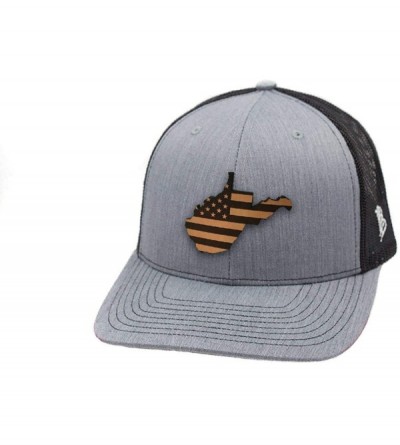 Baseball Caps 'West Virginia Patriot' Leather Patch Hat Curved Trucker - Black - CL18IGQ5RZ3 $22.04