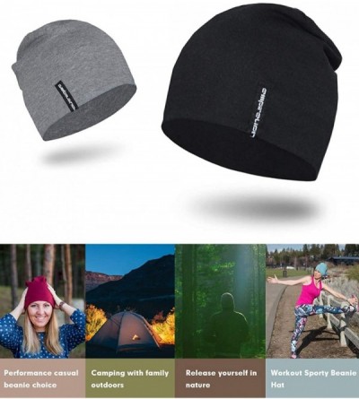 Skullies & Beanies Multifunctional Lightweight Beanies Running - Black+mid Grey Melange - C718AS490YS $13.20