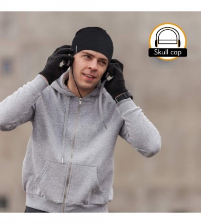 Skullies & Beanies Multifunctional Lightweight Beanies Running - Black+mid Grey Melange - C718AS490YS $13.20