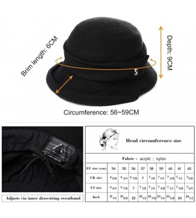 Bucket Hats 1920 Vintage Cloche Bucket Hat Ladies Church Derby Party Fashion Winter 55-59CM - 99727_brown - CL18KC2Q330 $23.10