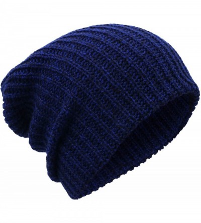 Skullies & Beanies Men's Winter Thick Knit Slouchy Fit Outdoors Ski Beanie Hat - Navy_mix - C018H6XDGGN $12.25
