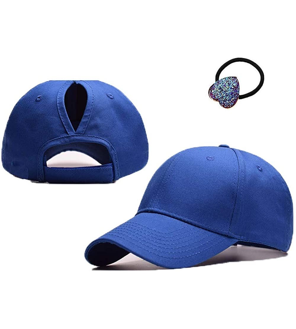 Baseball Caps Cotton Adjustable Baseball Cap High Messy Bun Ponytail Mesh Tracker Hats for Women - Blue - C418SAKX940 $15.06