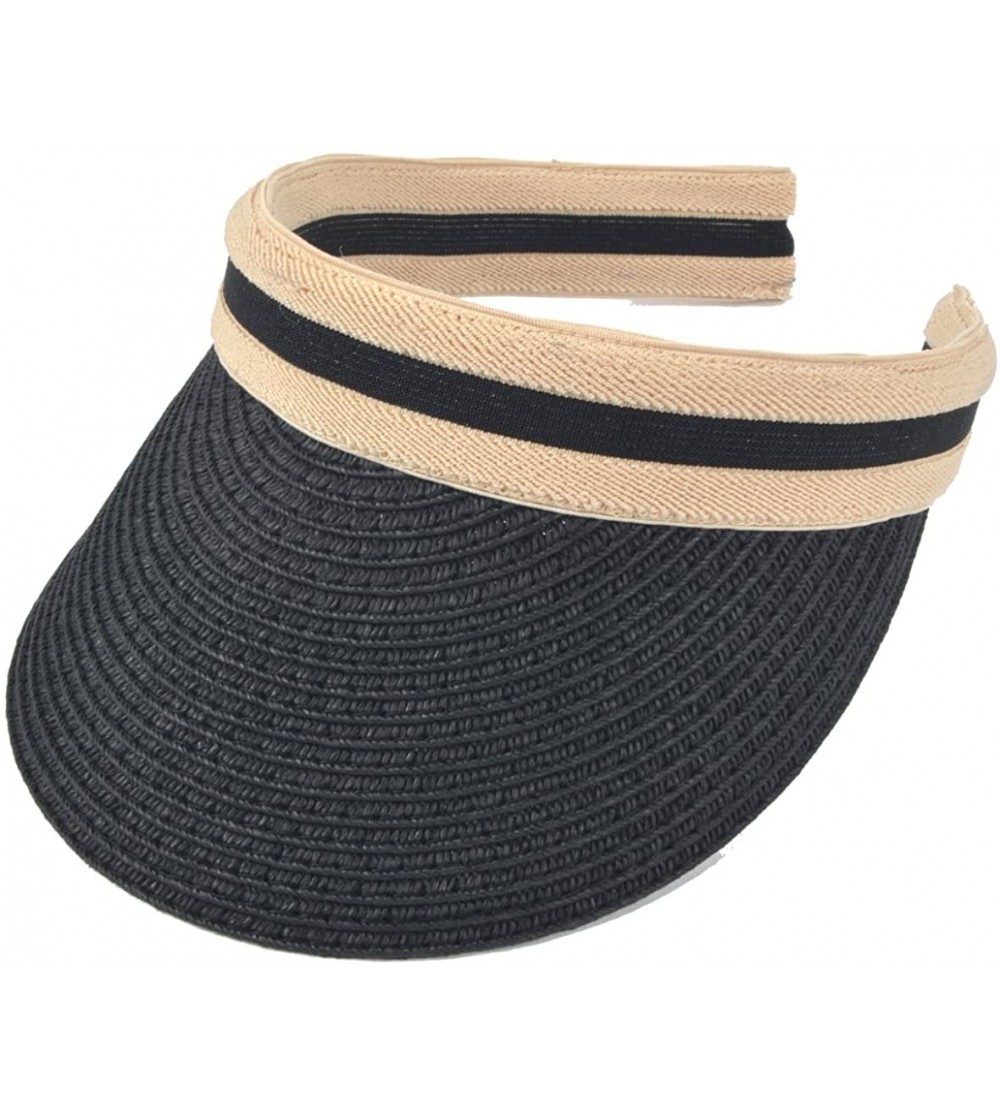 Visors Women Sun Straw Visor Hat UV Protection Golf Beach Outdoor Sports Summer Cap V201 - Black - CA18GS7CYT0 $15.65