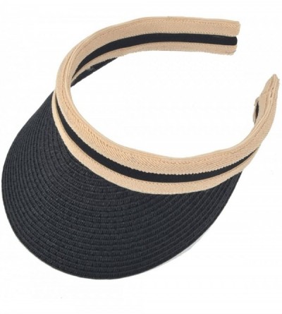 Visors Women Sun Straw Visor Hat UV Protection Golf Beach Outdoor Sports Summer Cap V201 - Black - CA18GS7CYT0 $15.65