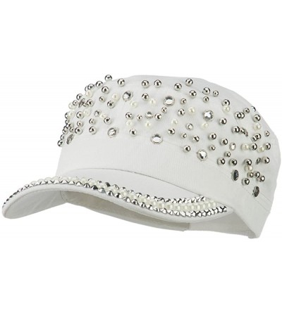 Baseball Caps Stones Pearl Military Army Cap - White - C111P5HYDTJ $20.90