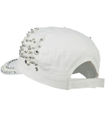 Baseball Caps Stones Pearl Military Army Cap - White - C111P5HYDTJ $20.90