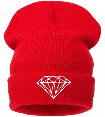 Skullies & Beanies Beanie Hat Women Men Winter Warm Black Bad Hair Day Oversized - Diamond Red - CZ11GAO22ZH $8.36