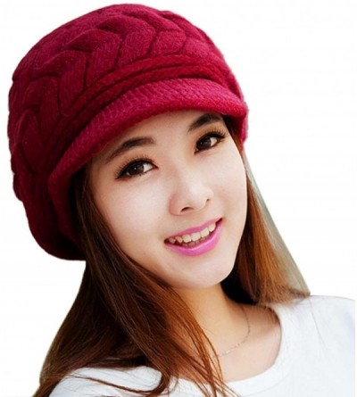 Skullies & Beanies Hats for Women- Fashion Women Hat Winter Skullies Beanies Knitted Hats Cap - Red - CK1886UMUMQ $21.57
