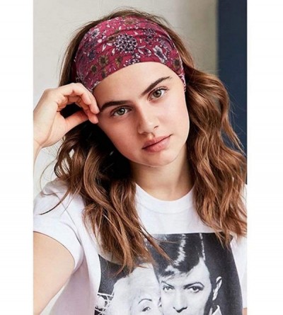 Headbands Yoga Headbands for Women Boho Headband Printed Wide Elastic Band Head Wrap Hair Bands Headwear Accessories - C518UY...