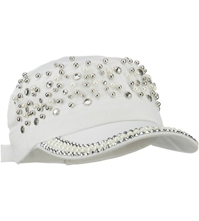 Baseball Caps Stones Pearl Military Army Cap - White - C111P5HYDTJ $20.90