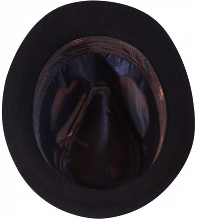 Fedoras Men's Women's Manhattan Structured Gangster Trilby Wool Fedora Hat Classic Timeless Light Weight - Solid Black - CK18...