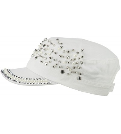 Baseball Caps Stones Pearl Military Army Cap - White - C111P5HYDTJ $20.90