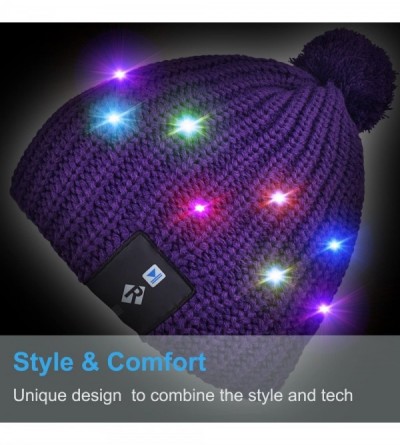 Skullies & Beanies Light Up Beanie Hat Stylish Unisex LED Knit Cap for Indoor and Outdoor - Lb008-purple1 - CP18ASQ470O $24.95