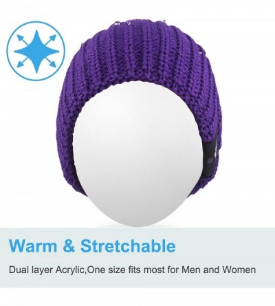 Skullies & Beanies Light Up Beanie Hat Stylish Unisex LED Knit Cap for Indoor and Outdoor - Lb008-purple1 - CP18ASQ470O $24.95