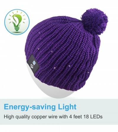 Skullies & Beanies Light Up Beanie Hat Stylish Unisex LED Knit Cap for Indoor and Outdoor - Lb008-purple1 - CP18ASQ470O $24.95