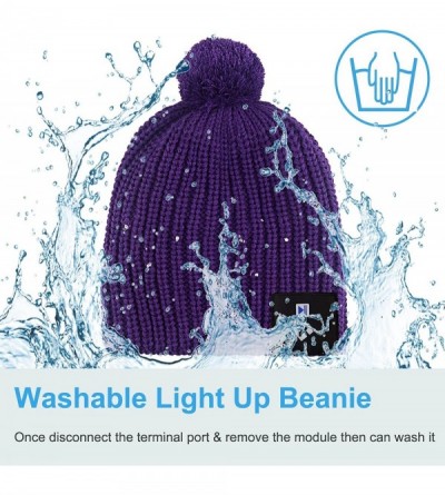 Skullies & Beanies Light Up Beanie Hat Stylish Unisex LED Knit Cap for Indoor and Outdoor - Lb008-purple1 - CP18ASQ470O $24.95
