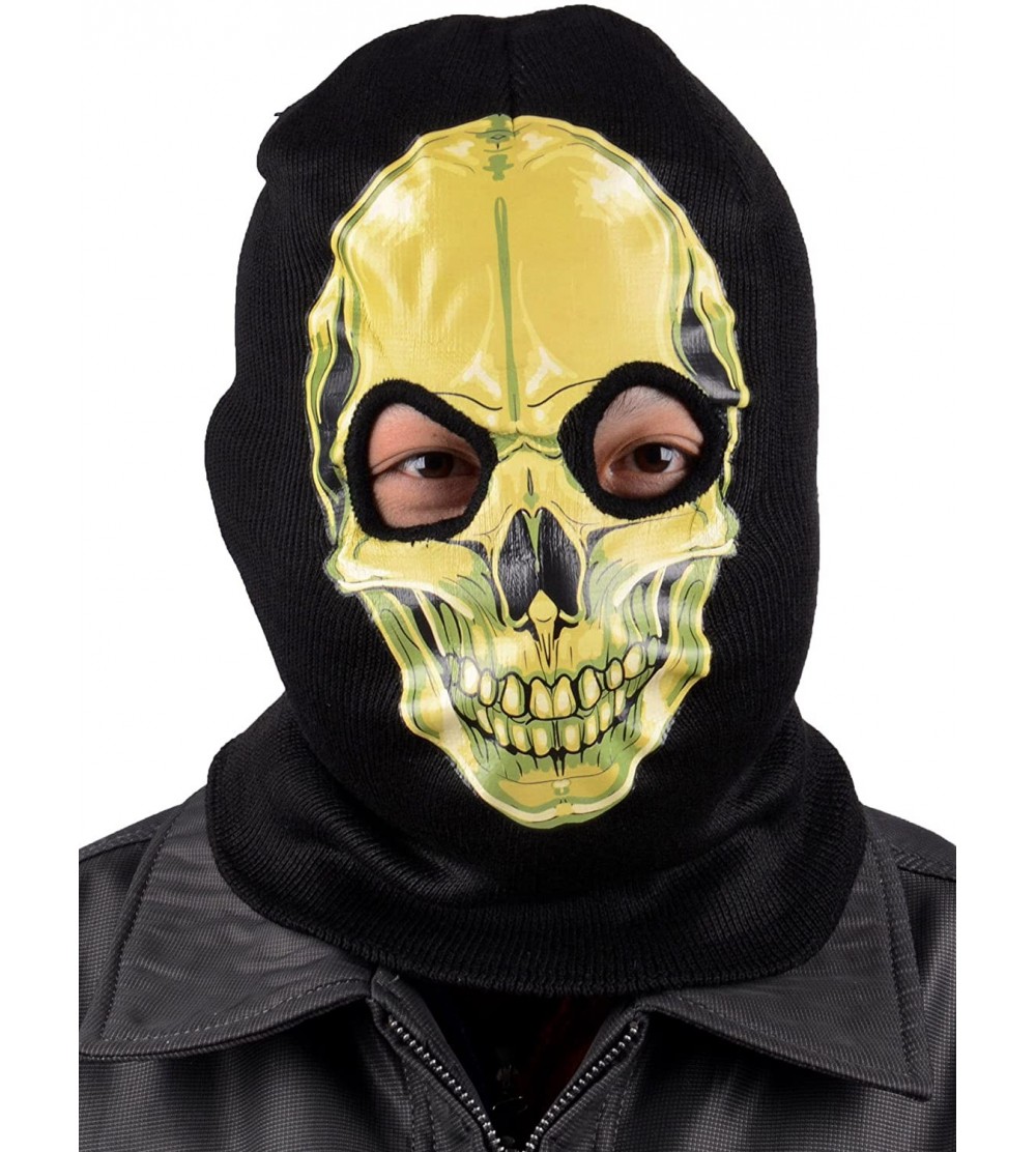 Balaclavas Men's Outdoor Sports Full-Face Balaclava Mask - Yellow Skull - CX128V727V5 $6.99