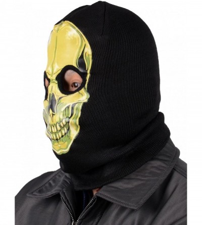 Balaclavas Men's Outdoor Sports Full-Face Balaclava Mask - Yellow Skull - CX128V727V5 $6.99