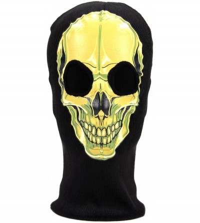 Balaclavas Men's Outdoor Sports Full-Face Balaclava Mask - Yellow Skull - CX128V727V5 $6.99