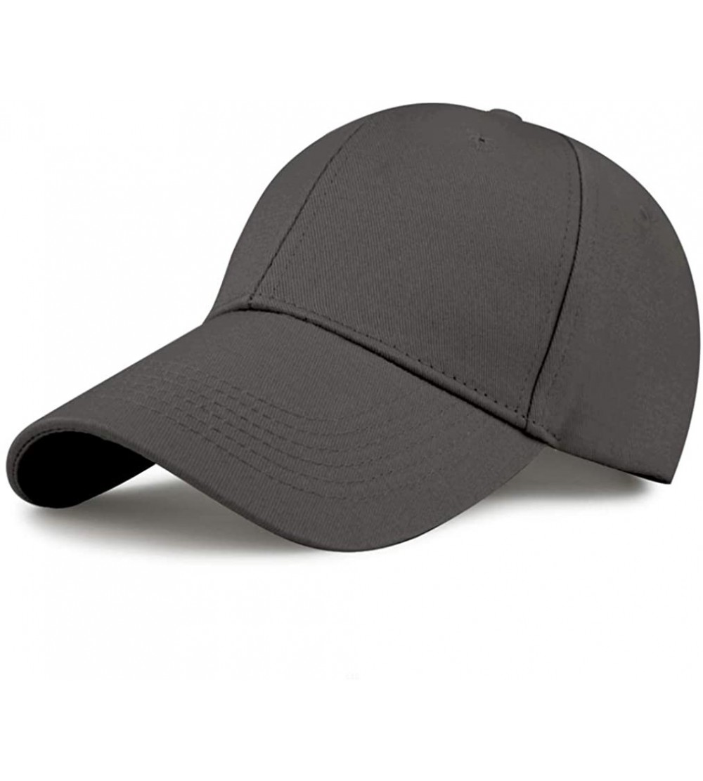 Baseball Caps 6 Panel Cotton Baseball Cap Breathable Structured Dad Hat for Men Women - Deep Gray - C218Q0H5LO4 $7.94