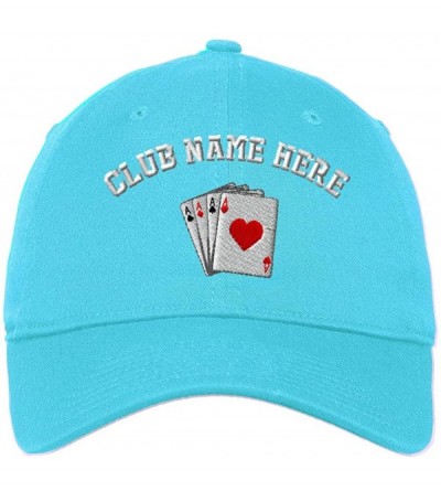 Baseball Caps Custom Low Profile Soft Hat Game Poker Cards As Logo Embroidery Club Cotton - Aqua - CN18QYN82SS $17.32