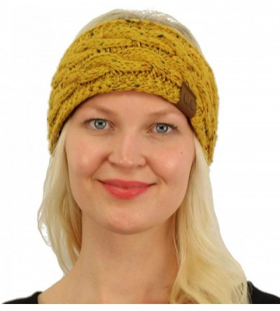 Cold Weather Headbands Winter CC Confetti Warm Fuzzy Fleece Lined Thick Knit Headband Headwrap Hat Cap - Mustard - CC187GERX7...
