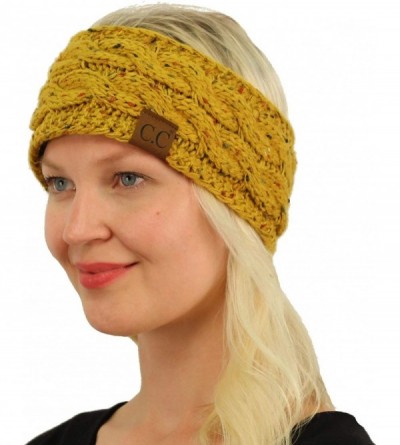 Cold Weather Headbands Winter CC Confetti Warm Fuzzy Fleece Lined Thick Knit Headband Headwrap Hat Cap - Mustard - CC187GERX7...