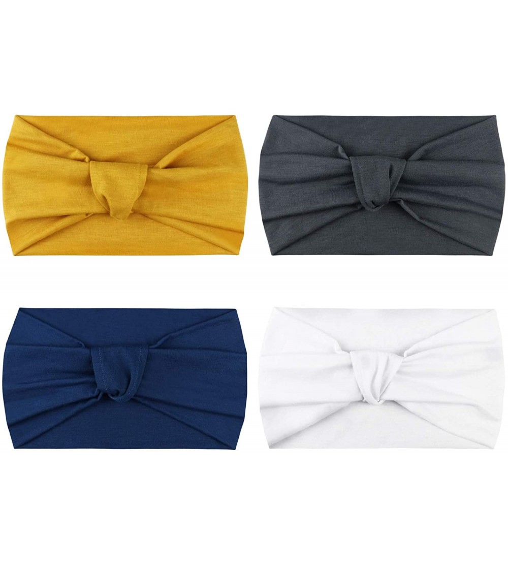 Headbands 4 Pack Turban Headbands for Women Hair Vintage Flower Printed Cross Elastic Head Wrap - C018ZIKD8A6 $12.47