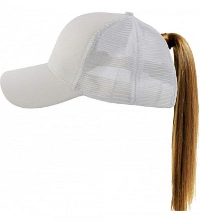 Baseball Caps Women's Ponytail Baseball Cap Messy High Bun Adjustable Plain Trucker Dad Hat - Glitter-white - C618NQD2ZXU $12.47