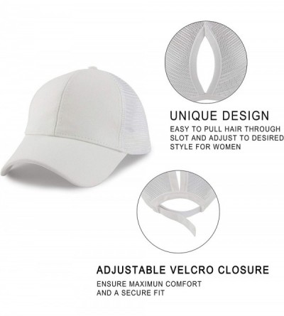 Baseball Caps Women's Ponytail Baseball Cap Messy High Bun Adjustable Plain Trucker Dad Hat - Glitter-white - C618NQD2ZXU $12.47