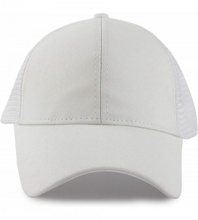 Baseball Caps Women's Ponytail Baseball Cap Messy High Bun Adjustable Plain Trucker Dad Hat - Glitter-white - C618NQD2ZXU $12.47