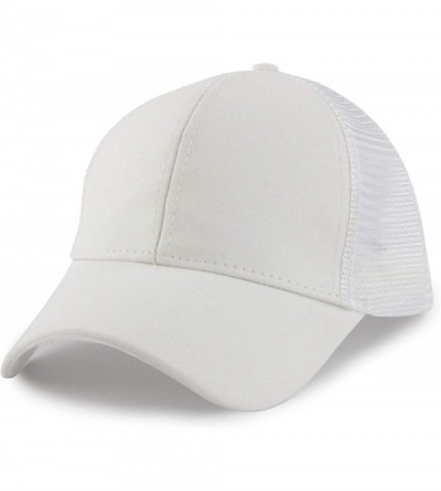 Baseball Caps Women's Ponytail Baseball Cap Messy High Bun Adjustable Plain Trucker Dad Hat - Glitter-white - C618NQD2ZXU $12.47