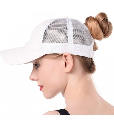 Baseball Caps Women's Ponytail Baseball Cap Messy High Bun Adjustable Plain Trucker Dad Hat - Glitter-white - C618NQD2ZXU $12.47