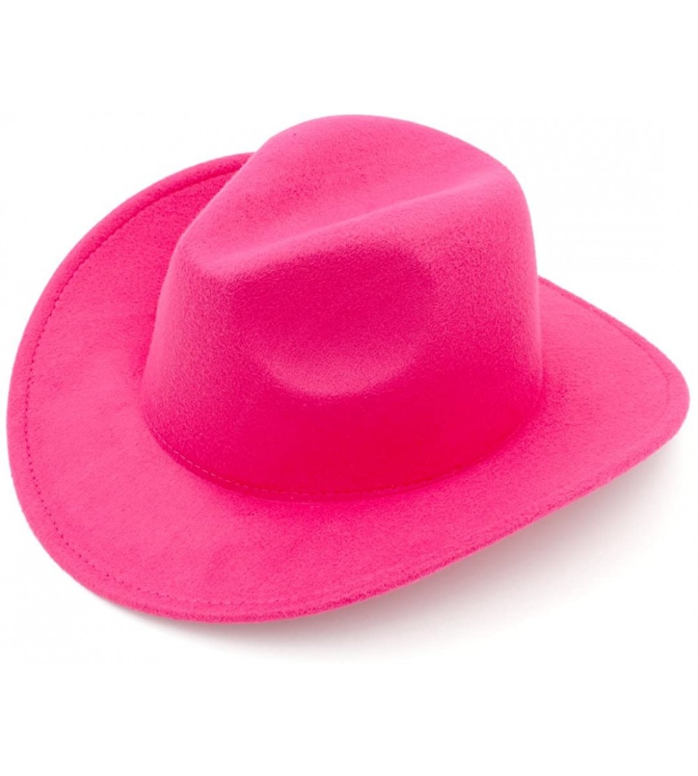 Cowboy Hats Women Men Felt Cowboy Hat Wool Blend Western Cowgirl Cap - Rose Red - CX185XOIEOH $10.18