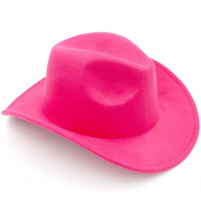 Cowboy Hats Women Men Felt Cowboy Hat Wool Blend Western Cowgirl Cap - Rose Red - CX185XOIEOH $10.18