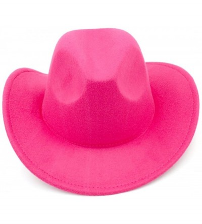 Cowboy Hats Women Men Felt Cowboy Hat Wool Blend Western Cowgirl Cap - Rose Red - CX185XOIEOH $10.18