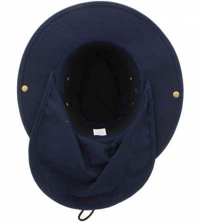 Sun Hats Wide Brim Bora Booney Outdoor Safari Summer Hat w/Neck Flap & Sun Protection - Navy Solid - CD182IXONZN $13.44