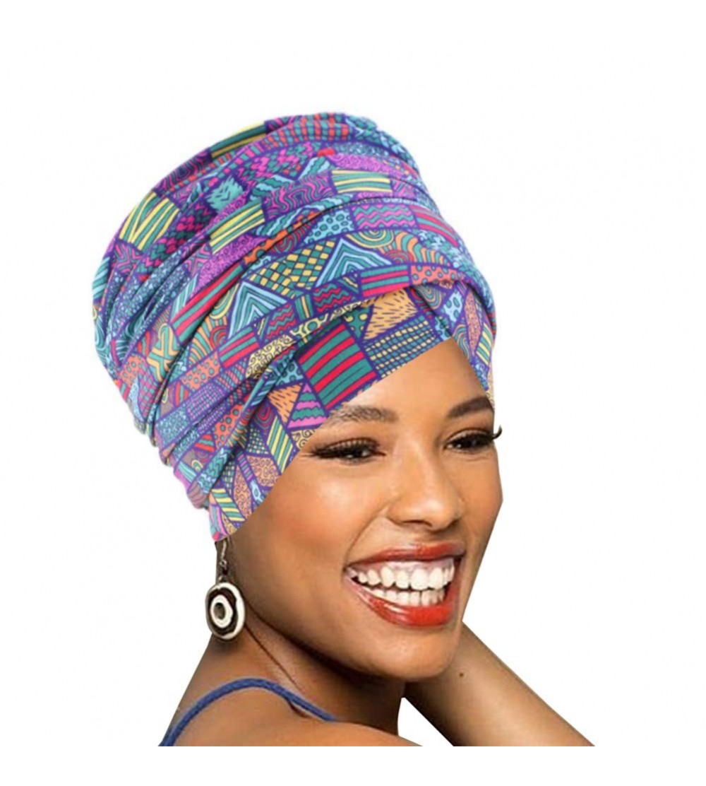 Headbands Easy Wearing African Head Wrap-Long Scarf Turban Shawl Hair Bohemian Headwrap - Colour24 - C118U56R59T $13.92