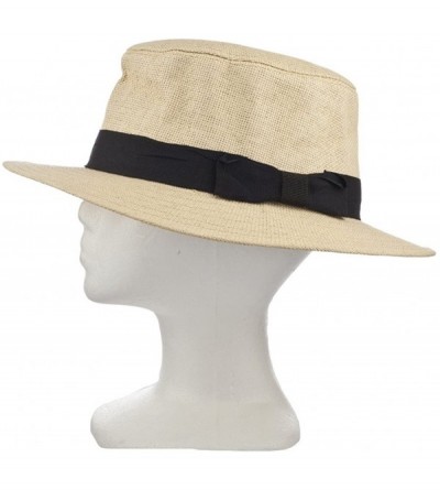 Sun Hats LIght Brown Woven Bow Canvas Straw Fedora Vacation Summer Hat - C312LV9ECHH $8.02