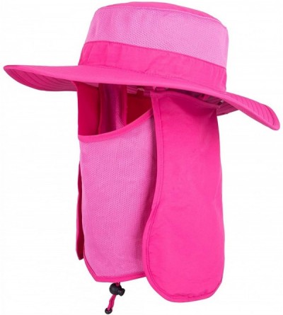 Sun Hats Unisex Outdoor Hats Wide Brim Sun Hat with Neck Flap Cover UPF 50+ - Rose - C218RHCYEUO $17.70