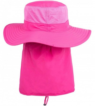 Sun Hats Unisex Outdoor Hats Wide Brim Sun Hat with Neck Flap Cover UPF 50+ - Rose - C218RHCYEUO $17.70