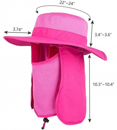 Sun Hats Unisex Outdoor Hats Wide Brim Sun Hat with Neck Flap Cover UPF 50+ - Rose - C218RHCYEUO $17.70