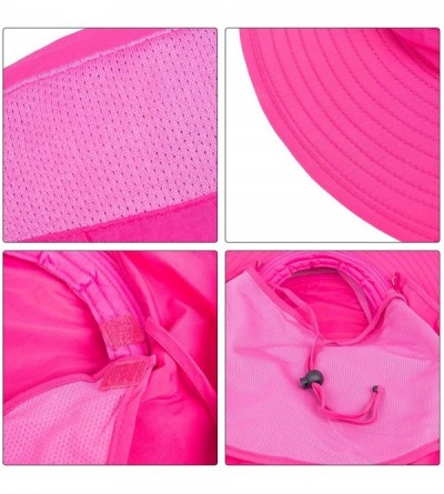 Sun Hats Unisex Outdoor Hats Wide Brim Sun Hat with Neck Flap Cover UPF 50+ - Rose - C218RHCYEUO $17.70