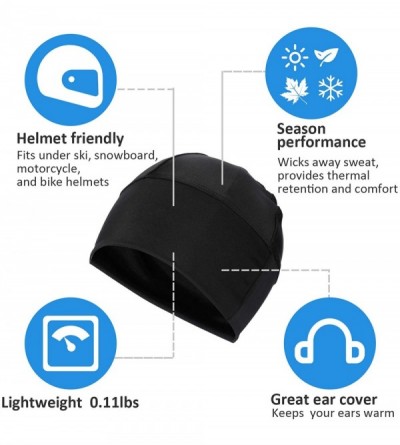 Skullies & Beanies Skull Cap/Helmet Liner/Running Cycling Wicking Beanie Under Hard Hat - Black-2pack - CQ197AOLD2E $8.37